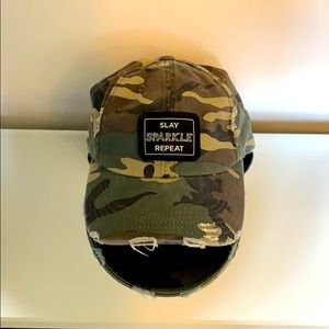 Camo distressed hat